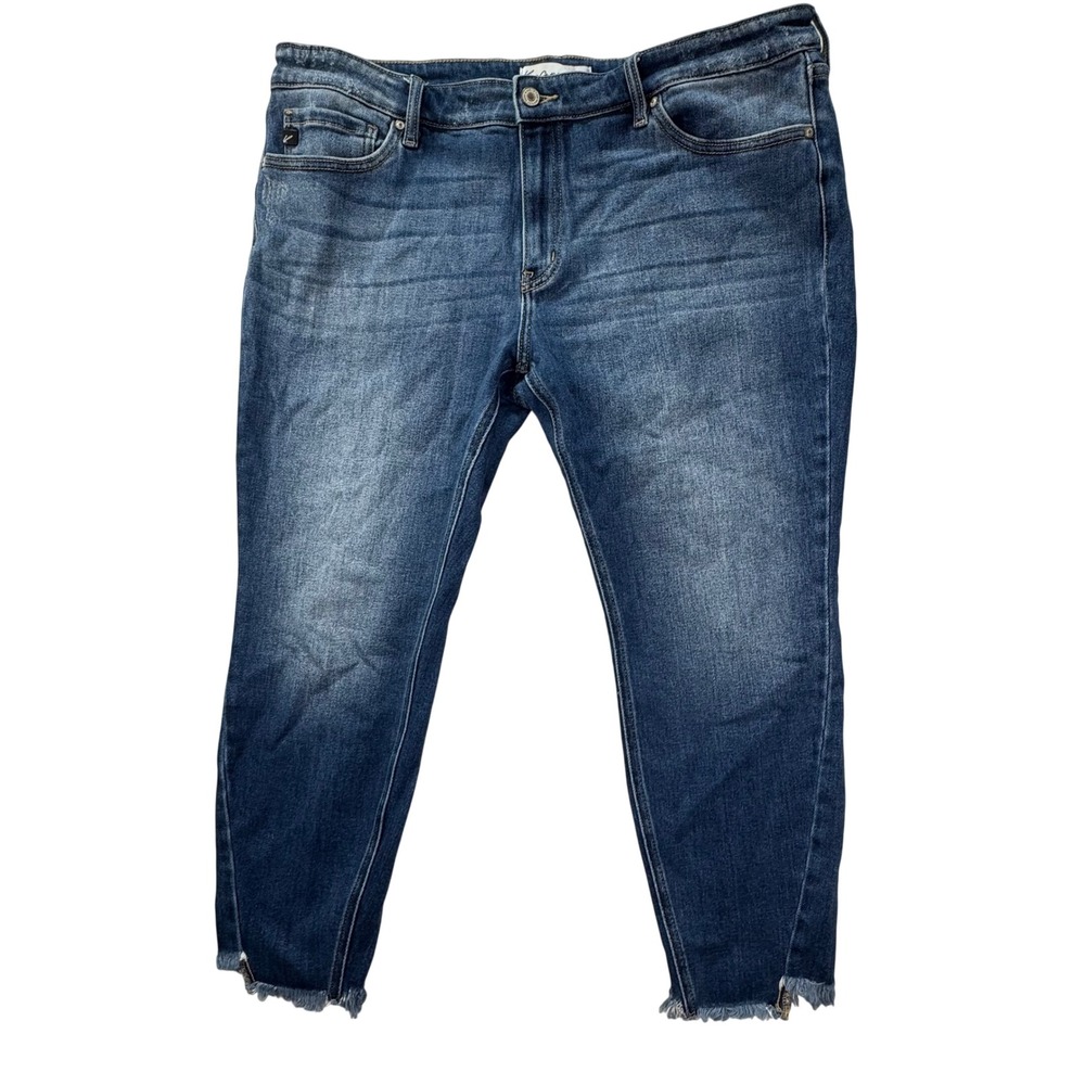 KanCan Skinny Jeans Women 33 Blue Raw Hem Ankle Zip Mid Rise Boho Classic